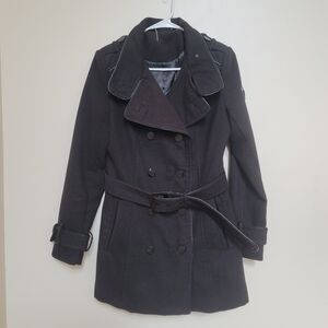 Ed Hardy Black Peacoat Womens Size S Embroidered Logo